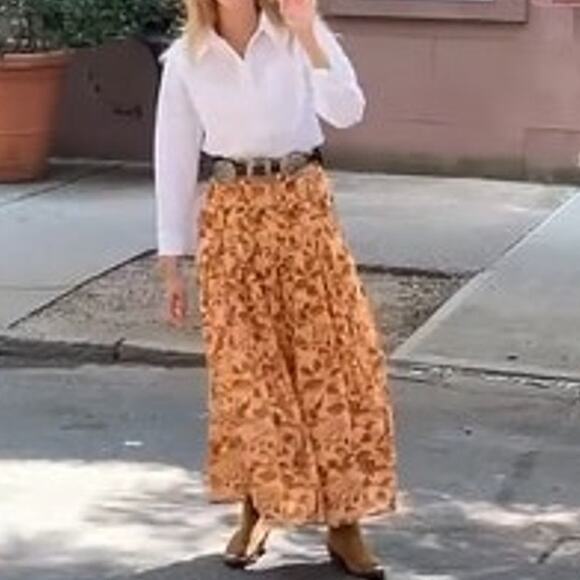 Mason's Daughter Emma Floral Linen Blend Maxi Skirt Golden Meadow Size Small - Picture 8 of 16